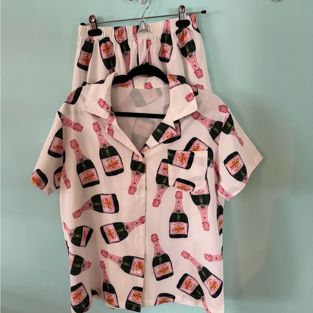 Champagne Print Graphic PJ Set